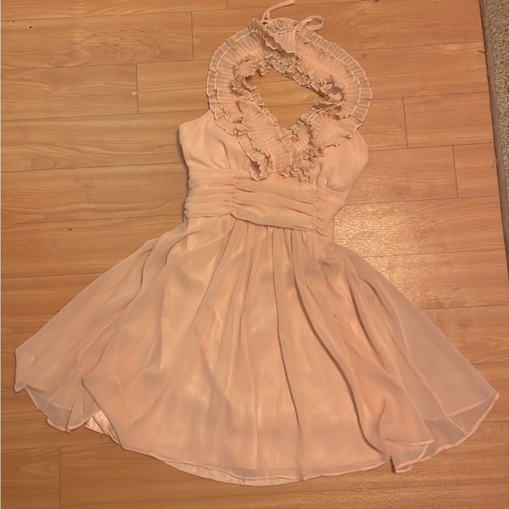 Y2K Arden B blush pink halter dress